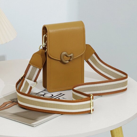 📱 PU Phone Crossbody Bag Nude Card Holder Minimal - Picture 1 of 5